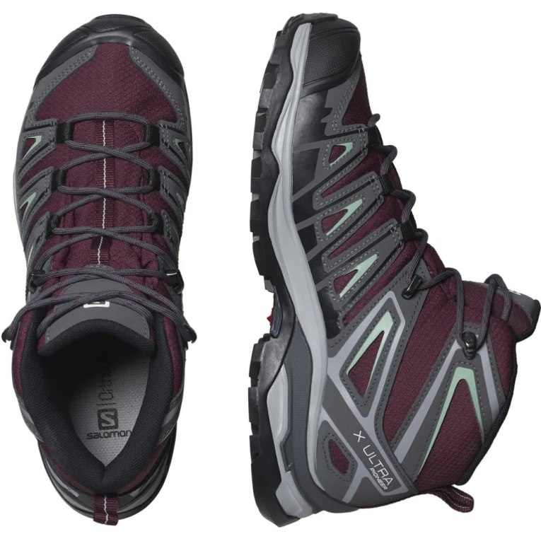 Botas Caminhada Salomon X Ultra Pioneer Mid CSWP Feminino Bordeaux Cinzentas Escuro | PT W17956